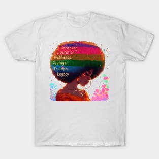 Strong Woman, Retro Afro Woman: Celebrating Mothers with Unbroken Liberation, Resilience, Courage, Triumph, and Legacy T-Shirt